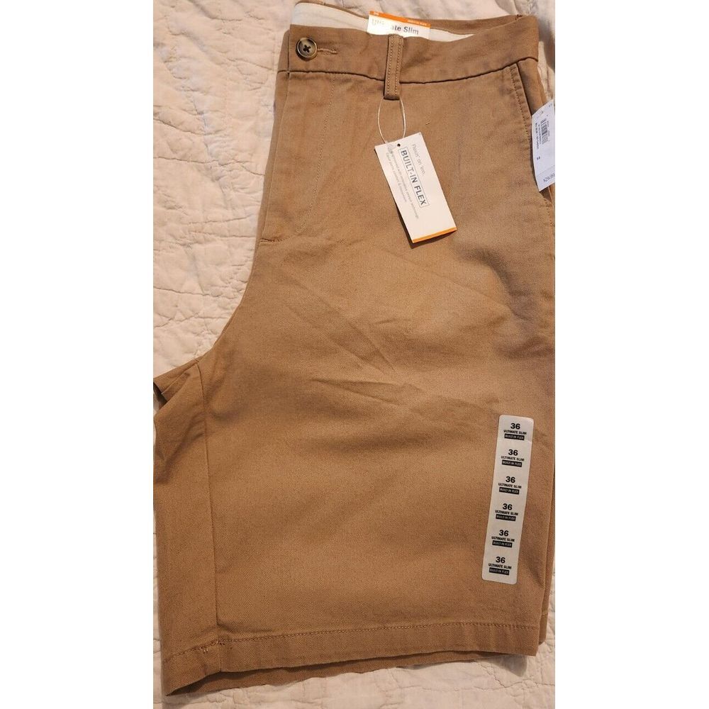 New Old Navy Shorts Mens 36 Ultimate Slim Built In Flex Khaki Chino Flat Front - Picture 5 of 8